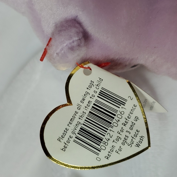 Happy the hippo, Ty beanie Babies Collect Mint Retired 1994 Purple Hippopotamus - Picture 6 of 7
